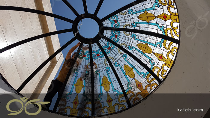 گنبد شیشه ای خیابان بهشتی تهران - سقف نورگیر گنبدی شکل با شیشه های تزئینی